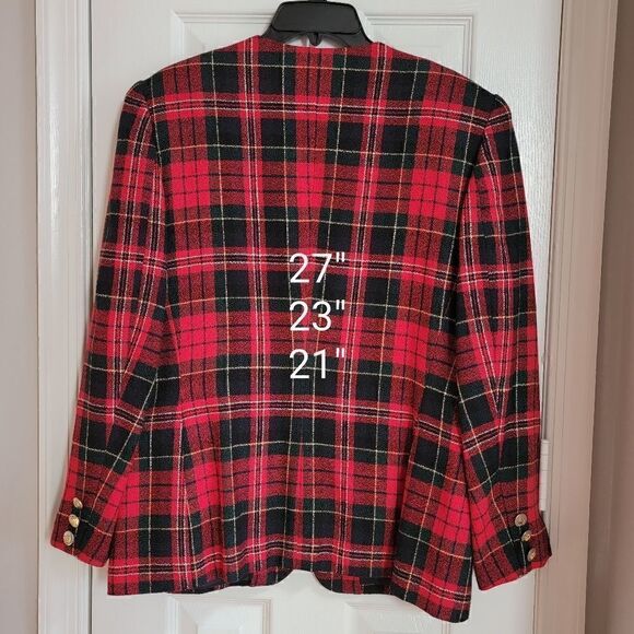 Vintage Plaid/Gold Bottons Blazer 14 - Picture 3 of 9